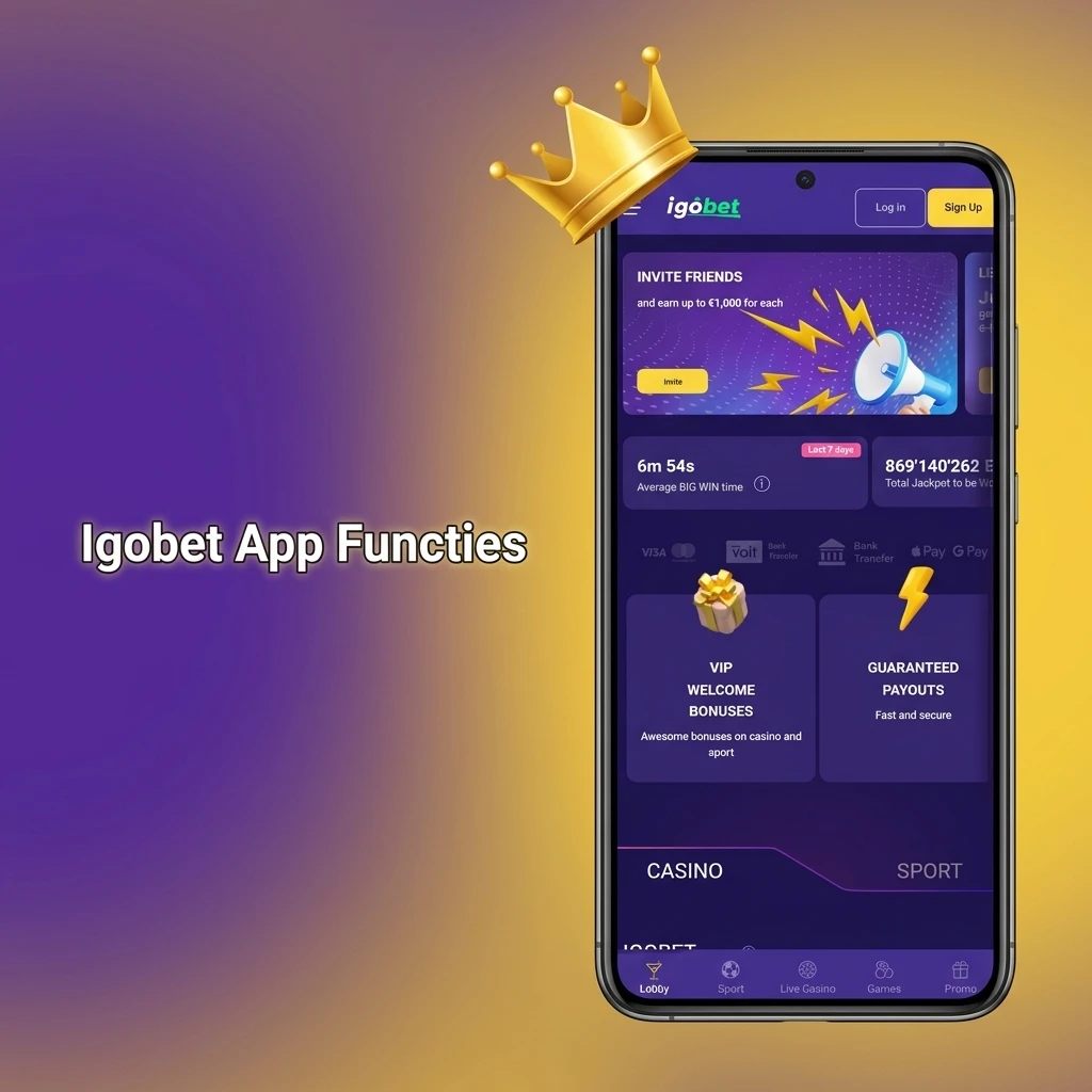 Igobet app functies: live weddenschappen, casinospellen, stortingen en uitbetalingen op één plek