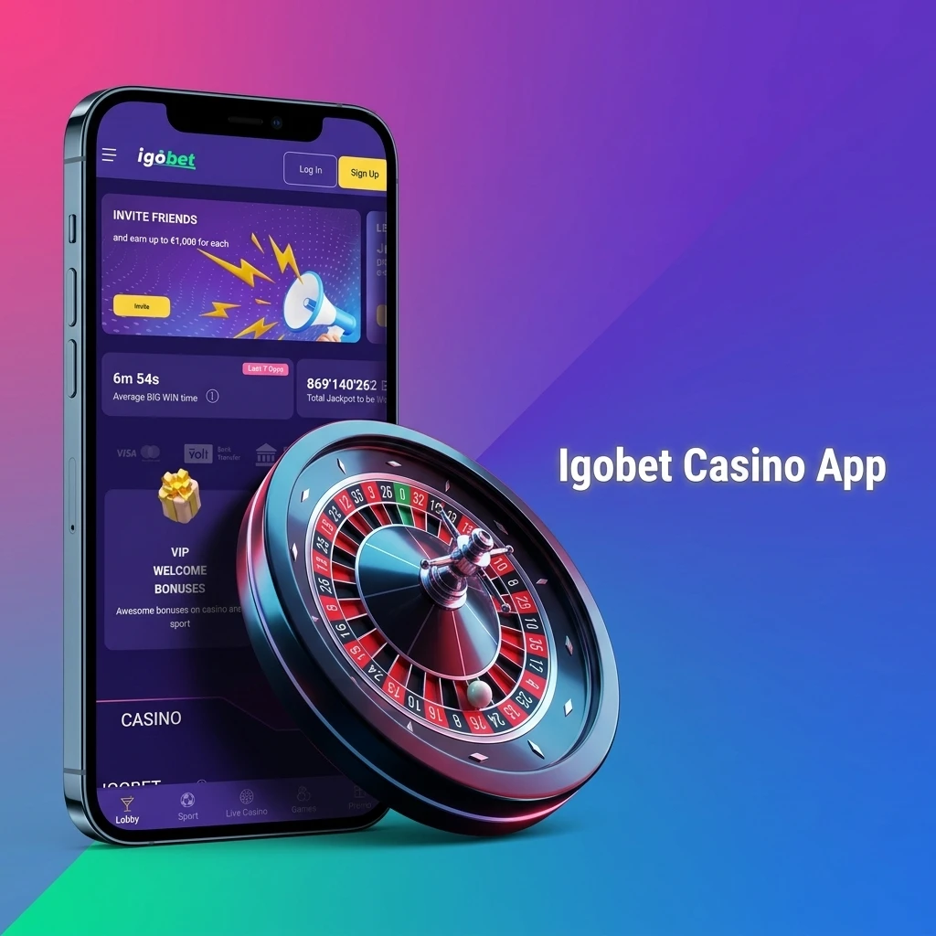 Igobet casino app op smartphone met slotspellen, live casino en sportweddenschappen van Pragmatic Play en NetEnt