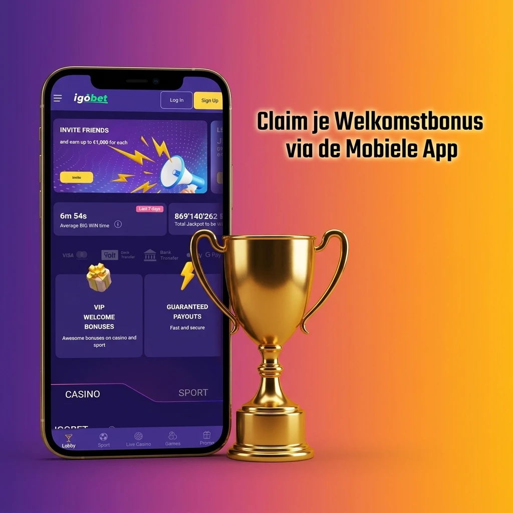 Igobet mobiele app welkomstbonus activeren op smartphone via Android of iOS met storting vanaf €20