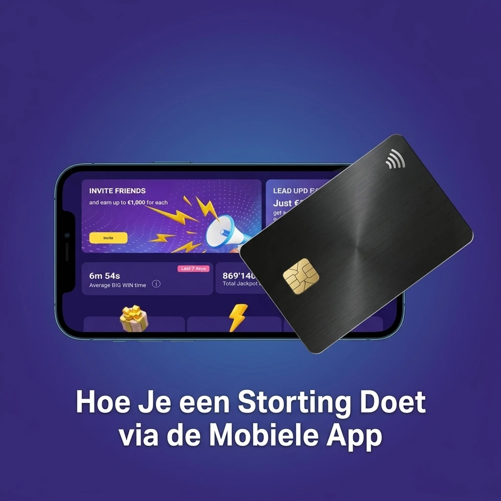 Stap-voor-stap storting doen via de Igobet mobiele app met kassapictogram en betaalmethode kiezen