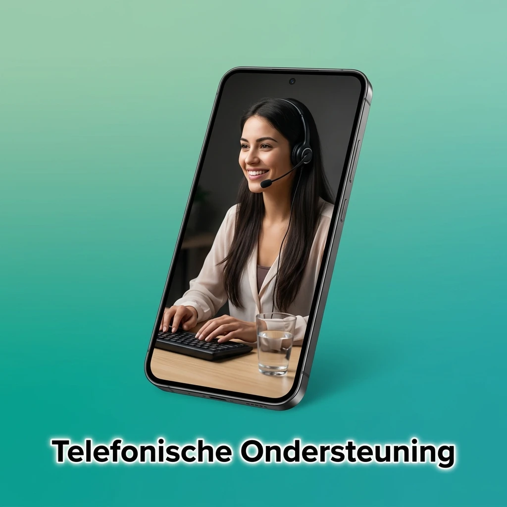 Telefonische klantenservice medewerker helpt bij urgente problemen via supportlijn met gemiddeld 5 tot 10 minuten wachttijd