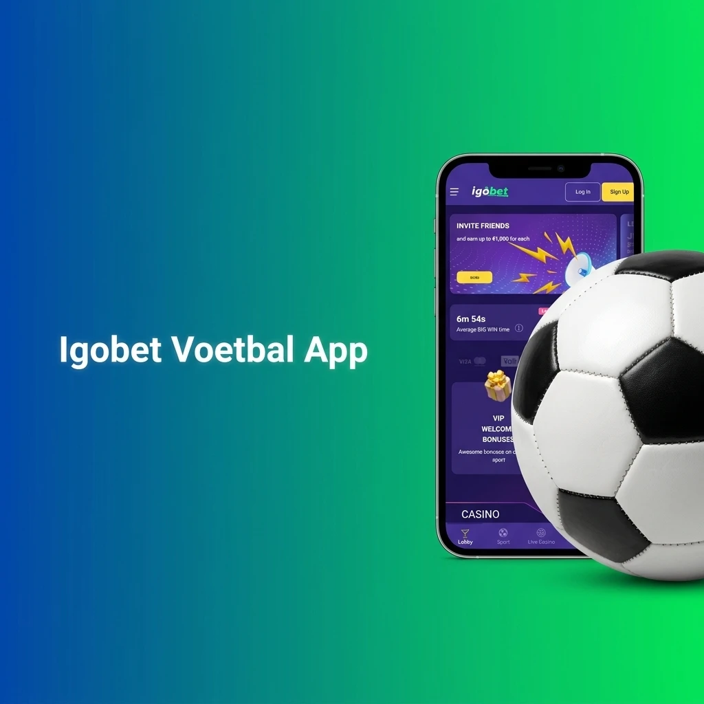 Igobet voetbal app op smartphone voor het plaatsen van weddenschappen, live scores volgen en accountbeheer