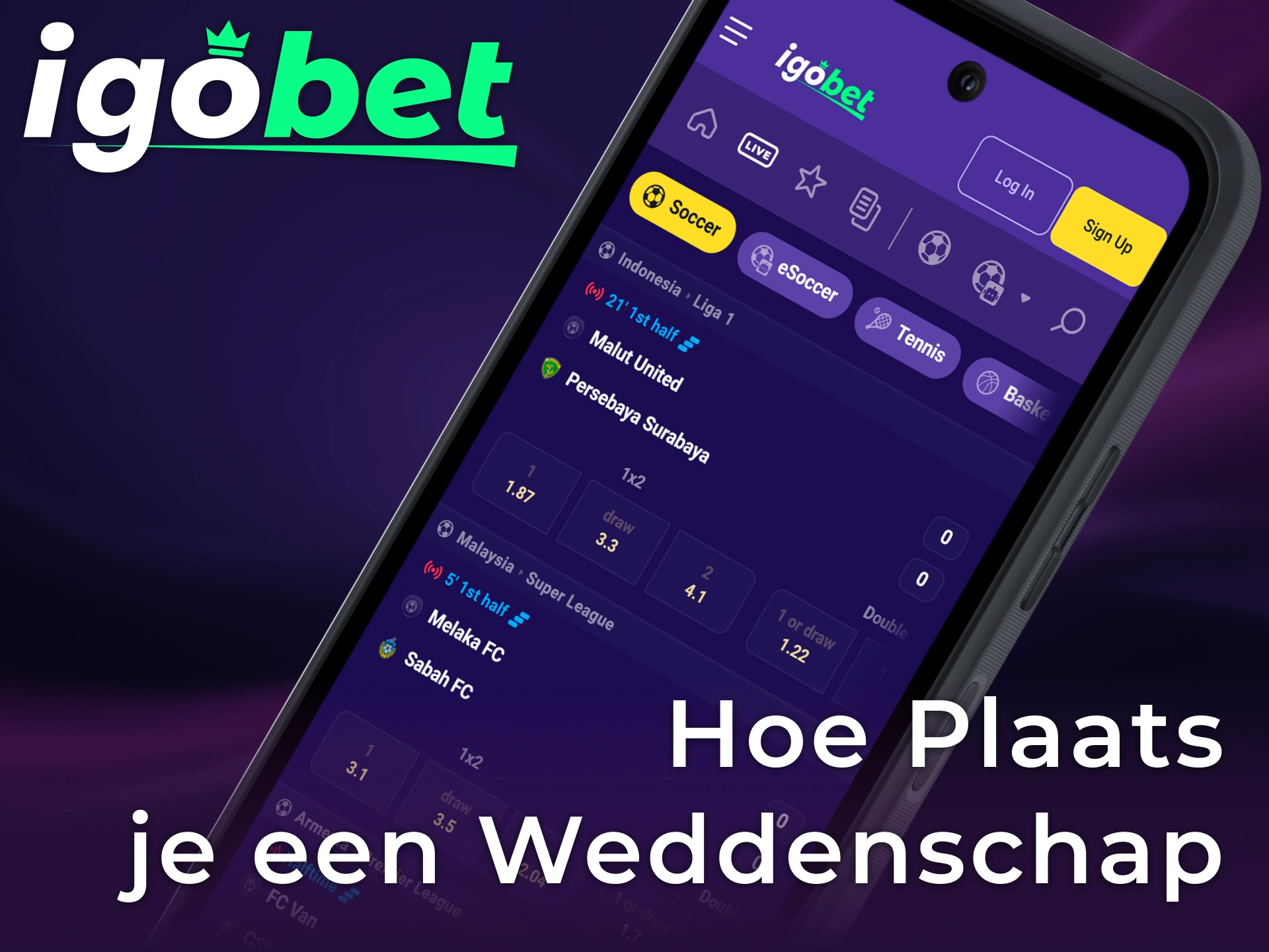 Plaats eenvoudig een weddenschap op je favoriete sporten met de Igobet Android app.