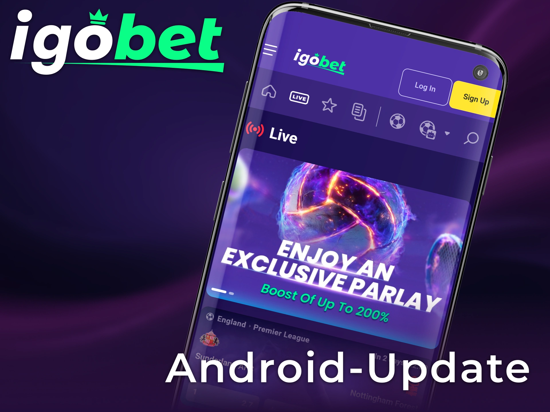 Gebruik de Registratie optie op Android om met de Igobet Applicatie te wedden.