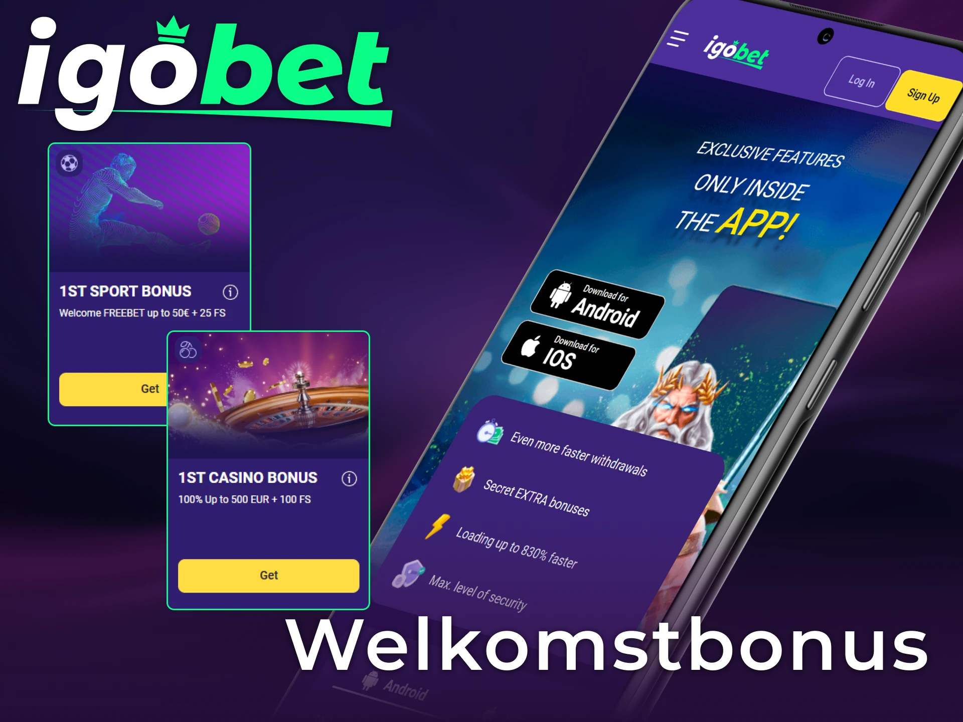 Claim een gulle 100% Welkomstbonus voor Nieuwe Gebruikers in de Igobet App na je eerste storting.