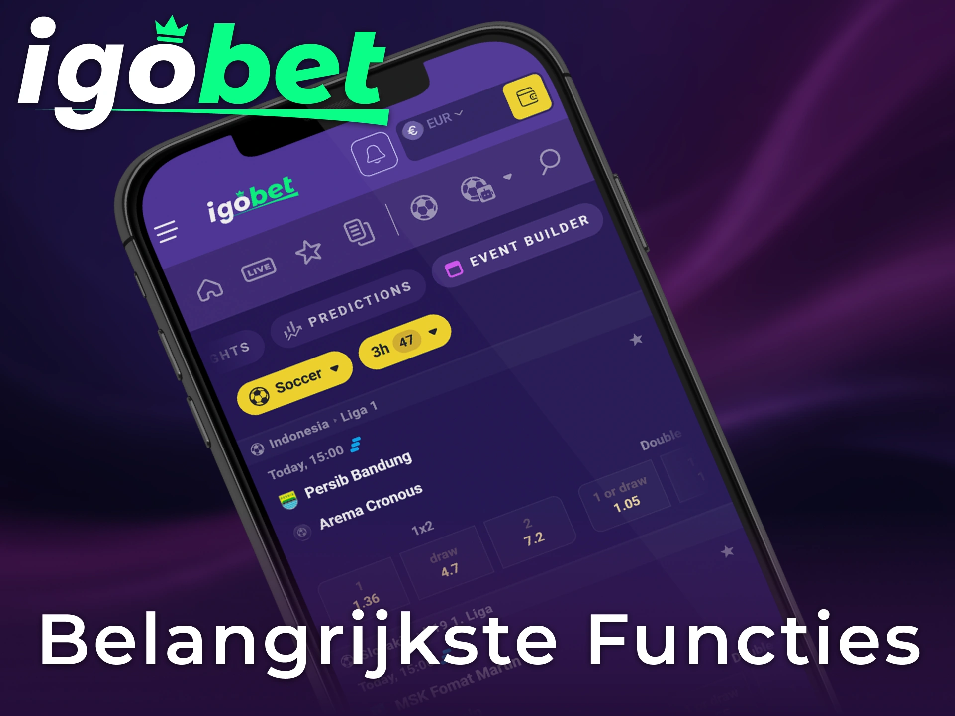 Ervaar de belangrijkste functies van de Igobet iOS app op je iPhone.