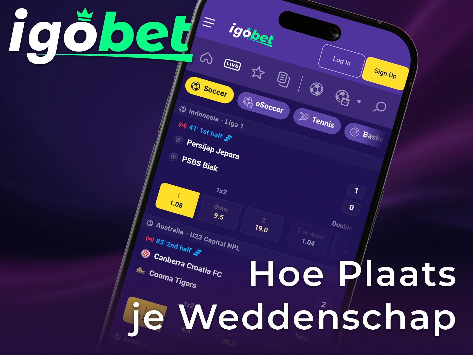 Plaats je eerste sportwedden inzet eenvoudig via de mobiele Igobet iOS app.