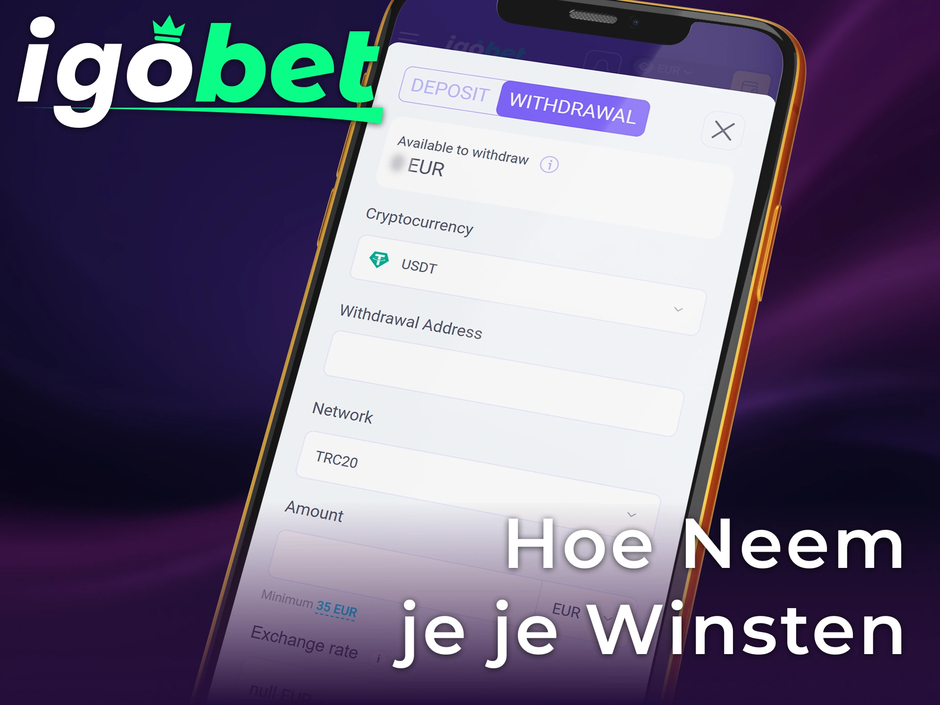 Neem je behaalde winsten snel op met de mobiele Igobet iOS app.