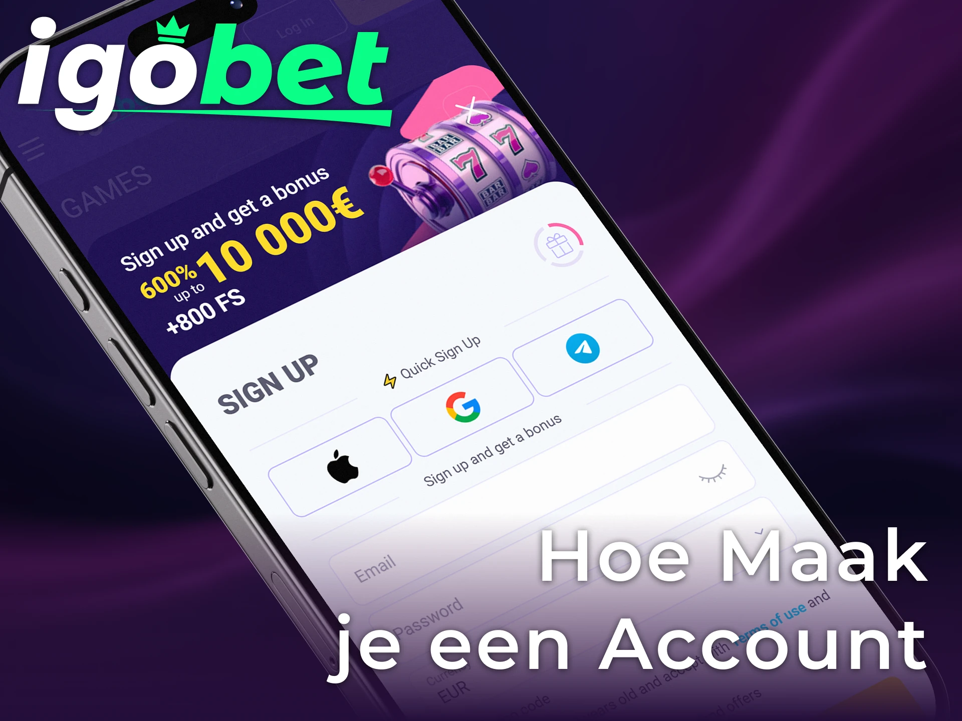 Maak vandaag nog een account aan via de handige Igobet iOS app.