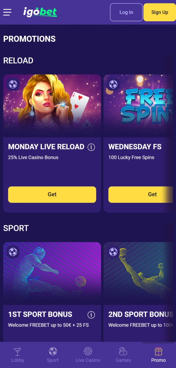 Ontvang een gulle bonus en verhoog je winstkansen in de Igobet iOS app.