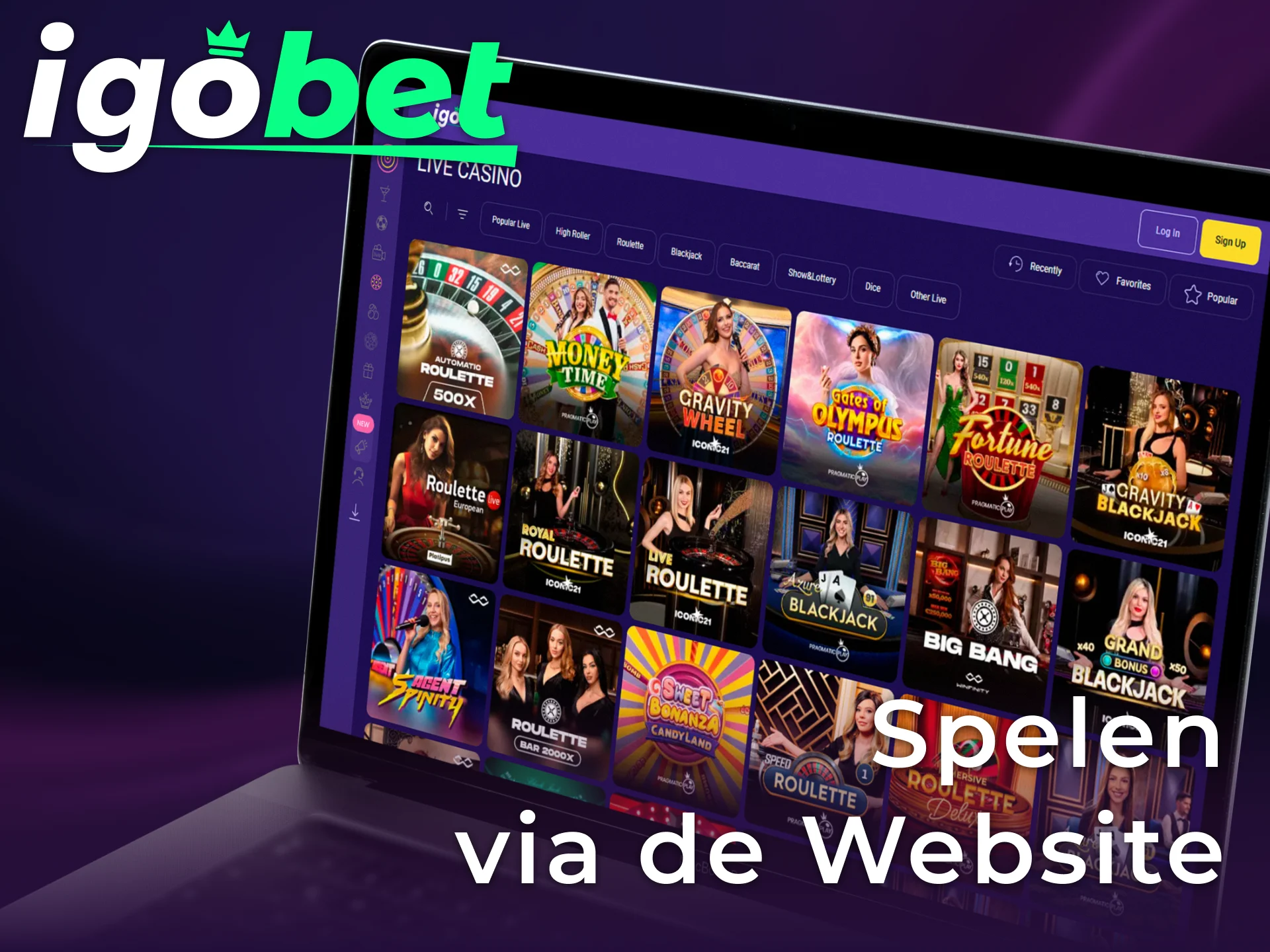 Speel direct op de officiële Igobet Windows website in je favoriete browser.