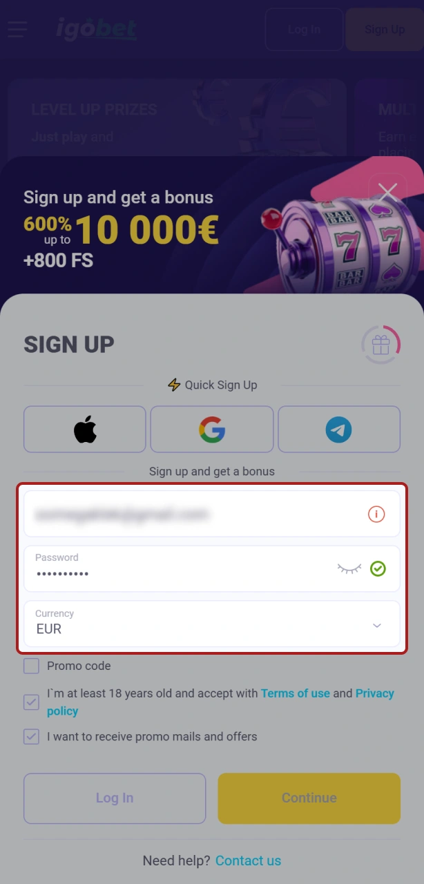 Maak een account aan in de Igobet Android PWA om te beginnen met spelen.