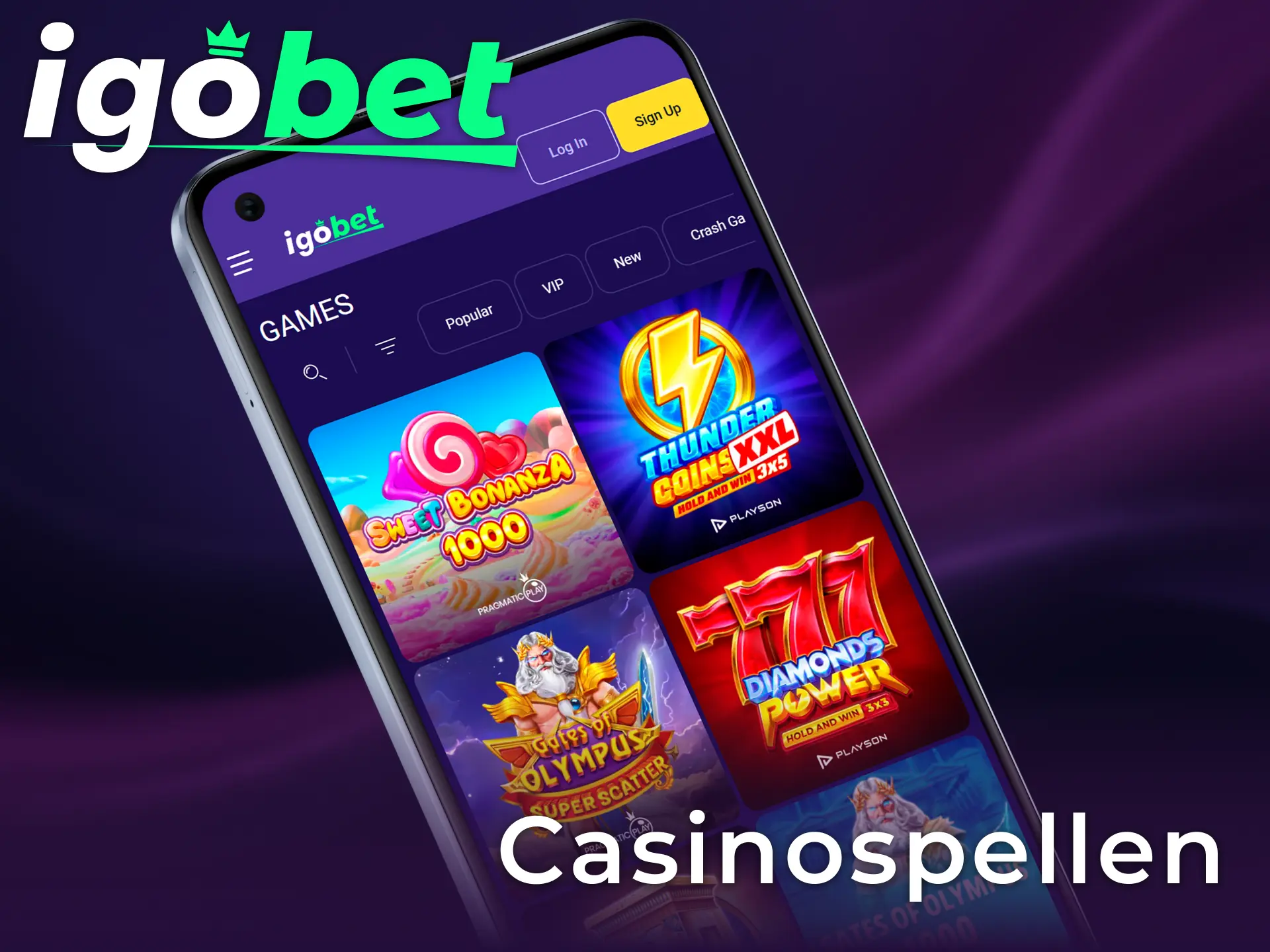 Speel de beste casinospellen en slots in de mobiele Igobet PWA.