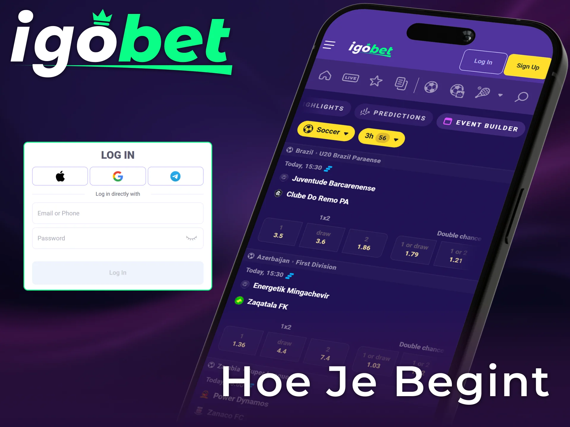 Begin direct met inzetten op sport via de mobiele Igobet PWA.