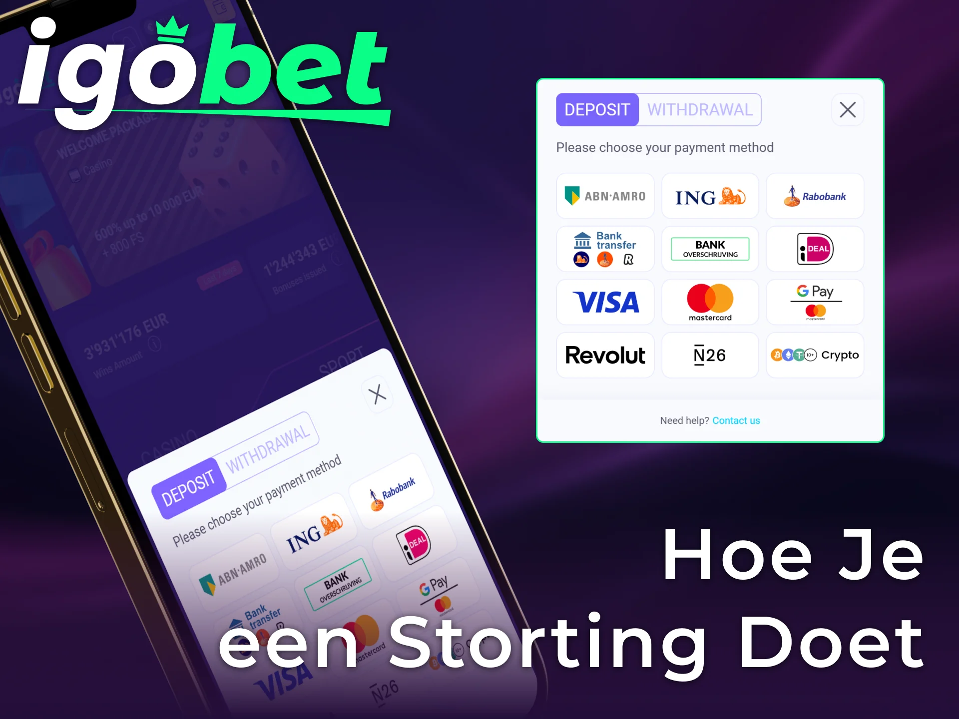 Doe een snelle en veilige storting via de mobiele Igobet PWA.