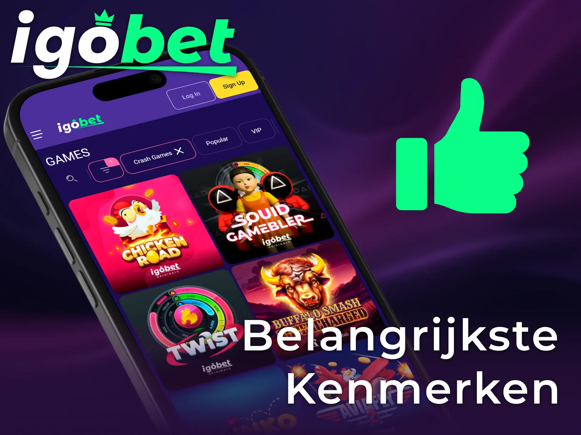 Ervaar de belangrijkste kenmerken en snelle functies van de Igobet PWA.