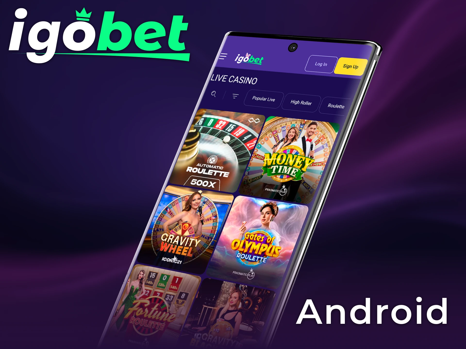 Download de Android app van IgoBet om overal mobiel te wedden.