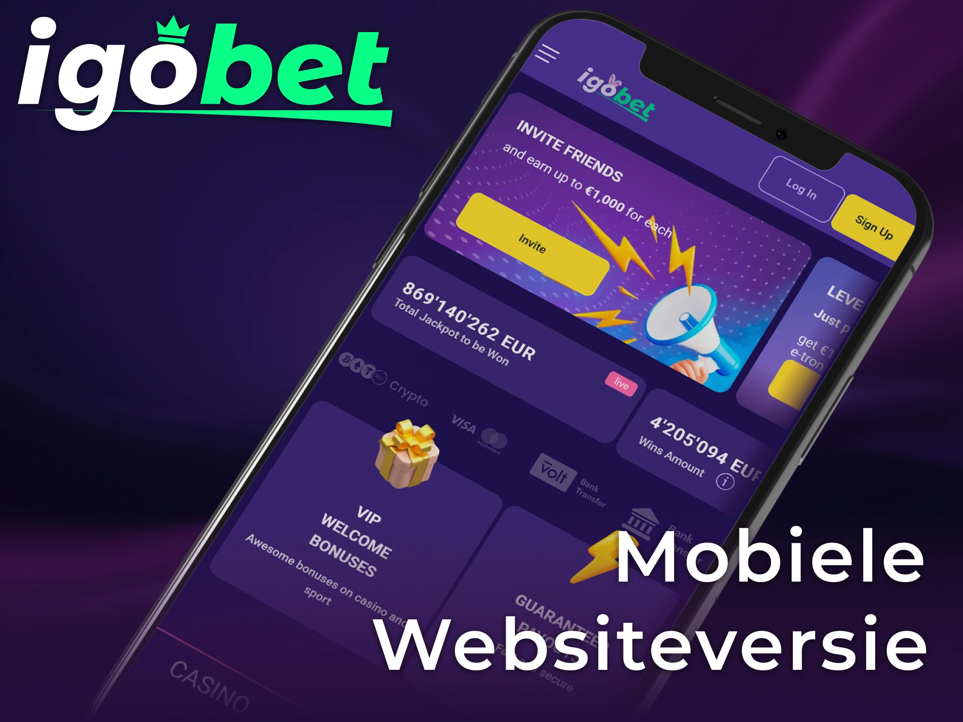Bezoek de mobiele websiteversie van IgoBet via je browser zonder extra downloads.