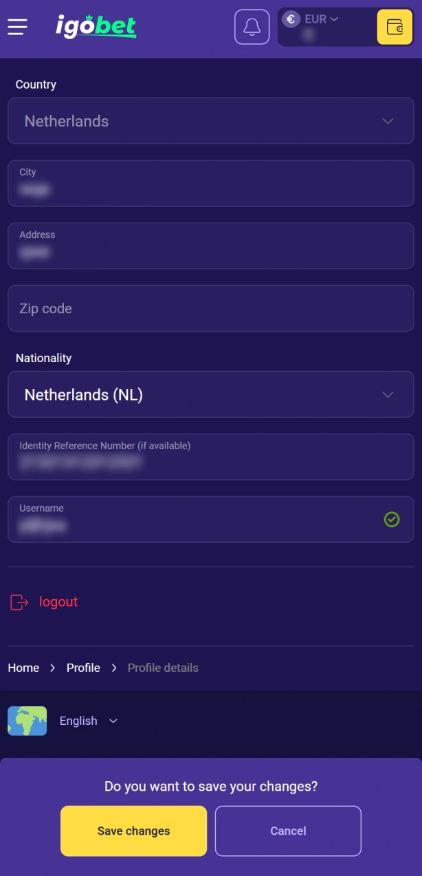 Verifieer je persoonlijke account bij IgoBet voor een veilige Casino ervaring.