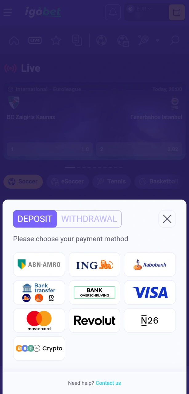 Stort veilig geld op je account om in te zetten op de spannendste Igobet cricket wedstrijden.