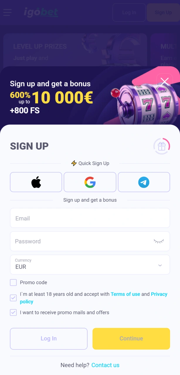 Maak een account aan voor tennis bij IgoBet om direct toegang te krijgen tot alle markten.